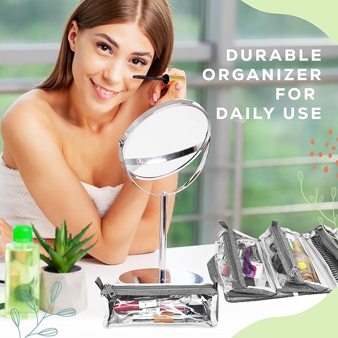 4-in-1 Hanging Toiletry Bag | Roll-up Makeup Organizer With 4 Detachable PVC Zip Pouches| Travel Toiletry Bag, 600D Oxford Fabric Material Organize Make up, Cosmetics