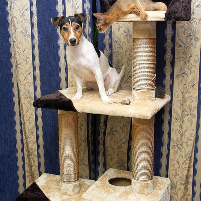 Sisal Rope 6mm for Cat Scratcher Repair and Replace Cat Scratching Post, DIY Scratching Furniture - Cat Tree, Scratch Carpet & Mat, Cat Kicker Toys, Natural Jute 98ft/30m