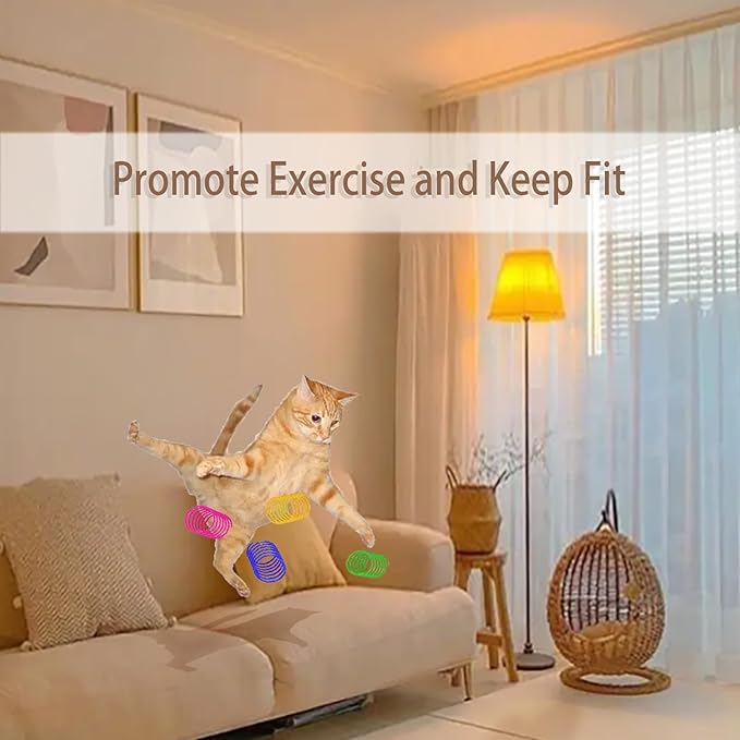 BenePoint Cat Spring Toys, Interactive Cat Toy for Swatting, Hunting,and Grinding Teeth, Durable Cat Springs for Indoor Cats to Promote Agility& Keep Fit, Plastic Cat Coil to Relieves Stress (16pcs)