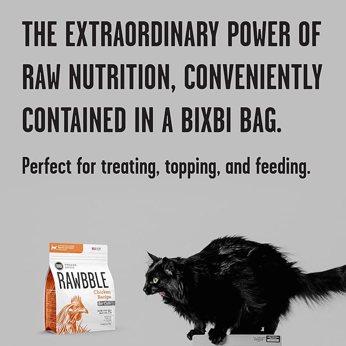 BIXBI Rawbble Freeze Dried Cat Food, Chicken Recipe, 3.5 oz - 95% Organs and Bone Raw Cat Food - USA Made
