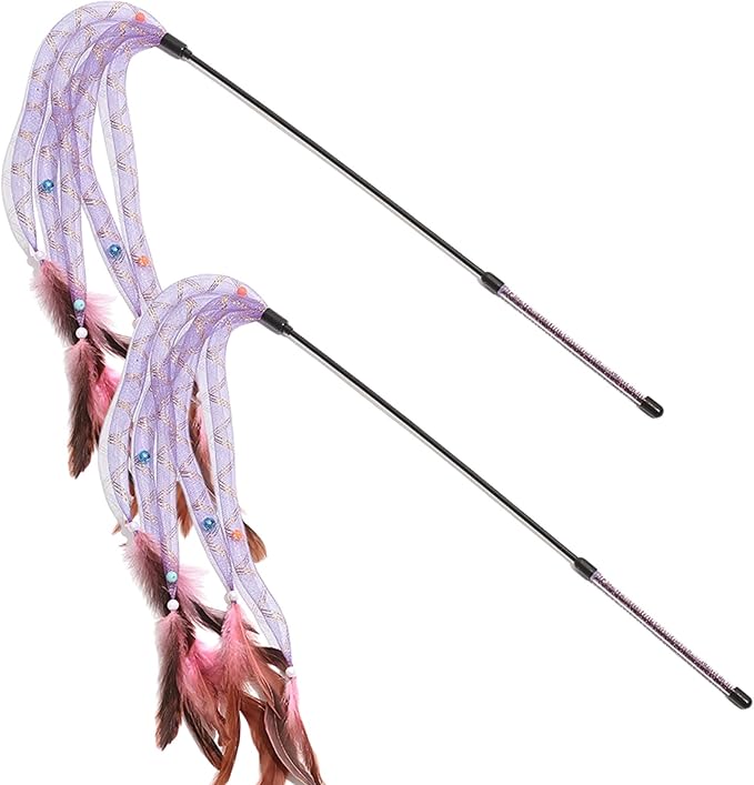 Interactive Cat Toys with 5 Feathered Ropes (2 PCS), Indoor Automatic Cat Toy for Cat, Promoting Exercise and Stress Reduction as Fun Cat Chase Toy.