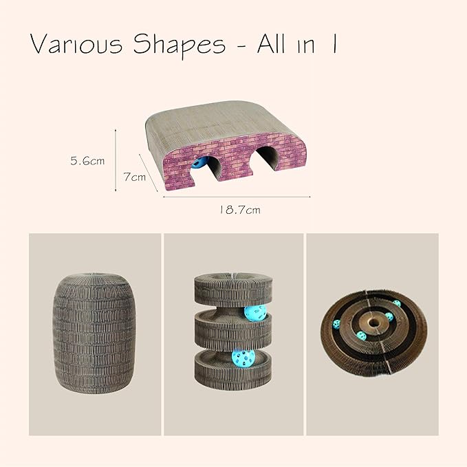 Magic Organ Multiform Scratching Board with Catnip, Foldable Magnetic Assembly Cat Scratch Pad for Outdoor Entertainment, Portable Accordion Cat Scratcher Cardboard with Bell Ball Toy for Indoor Cats