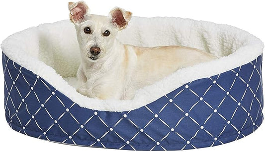 Midwest Homes for Pets CU29BLD Couture Orthopedic Cradle Pet Bed for Dogs & Cats, Medium, Blue/White Diamond Pattern