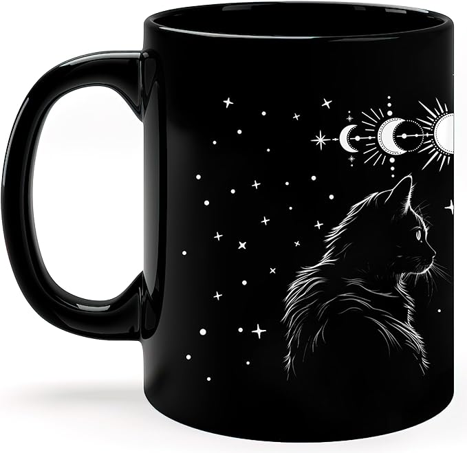 Black Cat Mug - Cat Lover Gifts For Women, Funny Goth Coffee Mug - Witchy Gifts For Women & Goths (11Oz)