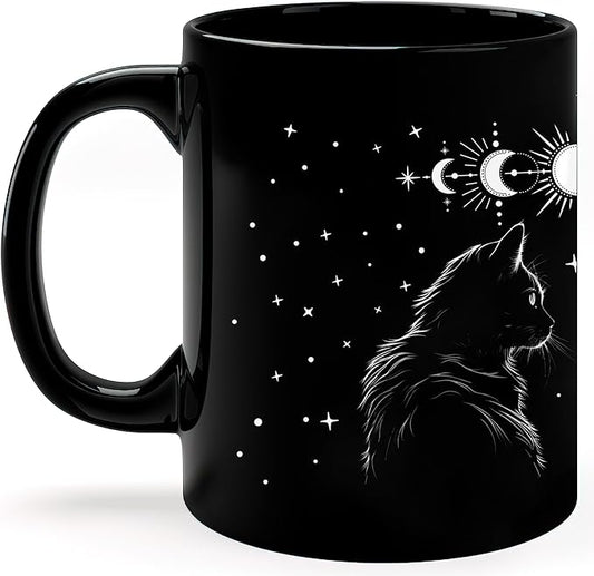 Black Cat Mug - Cat Lover Gifts For Women, Funny Goth Coffee Mug - Witchy Gifts For Women & Goths (11Oz)