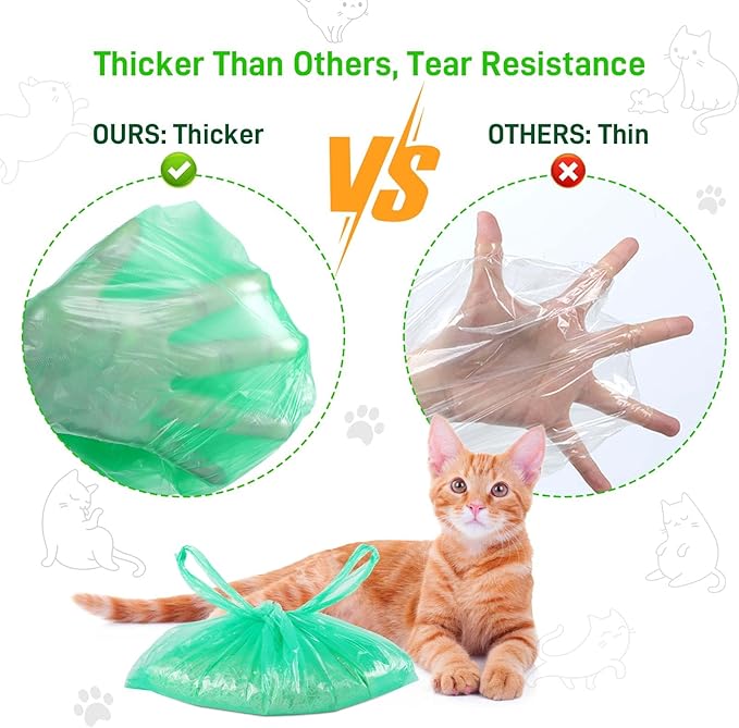 220PCS Litter Box Liner Bags Compatible with LitterMaid/Nature's Miracle Waste Receptacles, Durable, Easy-Tie Handles