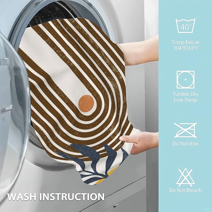 2 Pack Hand Bath Towel,Boho Sun and Leaves Fingertip Towel Bathtub Decorative Bath Towel Bathroom Kitchen Towel Set Highly Absorbent SPA Gym Towels 14x28 Inch