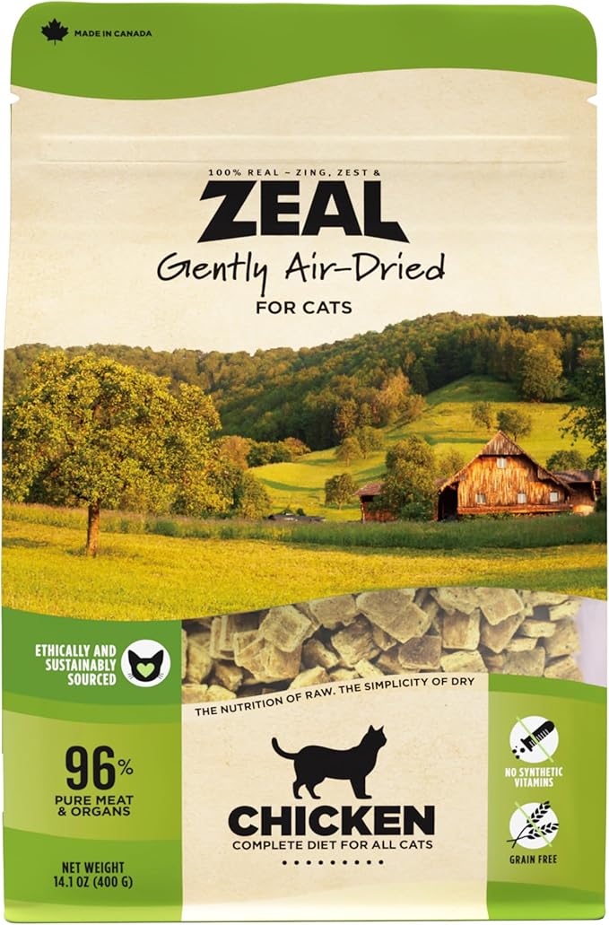 ZEAL Canada Air-Dried Chicken Recipe for Cats - High Protein, Natural Superfoods, Nutrient Rich, No Fillers, Grain Free, Complete & Balanced (Chicken, 14.1 oz)