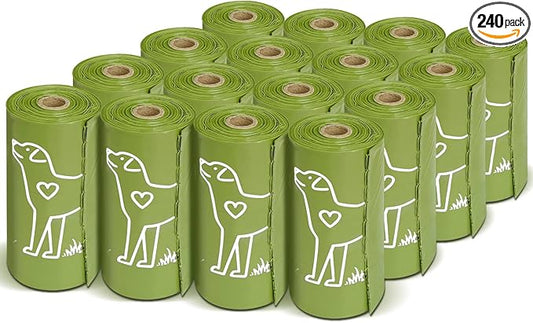 240 Count Unscented 13” x 9” Dog Waste Bags Rolls, Leakproof Strong & Sturdy Bags for Dogs, Doggie Bags Cats Litter Bags,Trash Bags for Doggy Pets