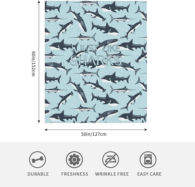 Cozy Shark Blanket Kids, Ocean Animal Printed Blankets for Boys Girls, Throw Blanket for Kid, for Shark Lovers, Shark Themed Gifts