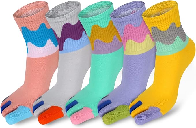 Benefeet Sox Funny Toe Socks Women Five Finger Socks Girls Cute Toe Seperated Cotton Socks Running Athletic Christmas Gifts