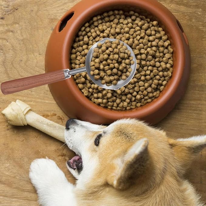 Milisten Dog-Cat Food-Scoop: 1-Cup capacity Measuring Cup with Wooden Handle, Pet Food Scoop for Dog, Cat, Ferret and Rabbit Pet Food