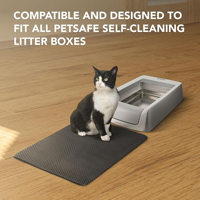 Bundle Set: Stainless Steel Litter Tray for All Petsafe Self Cleaning Litter Boxes - Odor Control Litter Pan, Non Stick, Easy to Clean, Cat Litter Mat Trapping for Litter Box Included