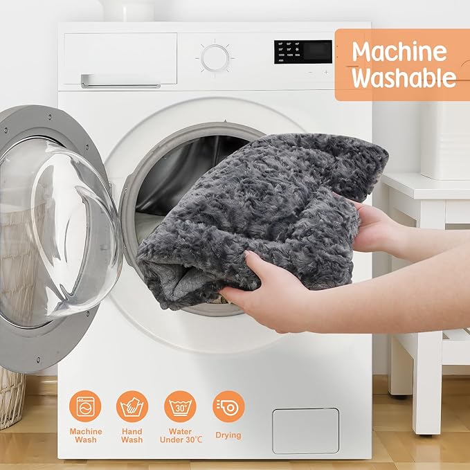 2 in 1 Dog Bed Crate Pad Mat Washable Reversible (Cool & Warm) Soft Fluffy Pet Kennel Beds for Large Medium Small Puppy Cat Sleeping Mattress Machine Wash Dog Cooling Mats (Dark Grey, 35" 23"*1.5")