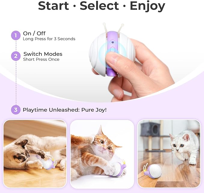 Cheerble Smart Interactive Cat Toy for Indoor Cats Kitten, [2024 Upgraded] Wicked Snail, Kitten Toys, Automatic Cat Toy with LED Lights, DC Rechargeable Moving Cat Toy, Smart Sensing Electric Cat Toy
