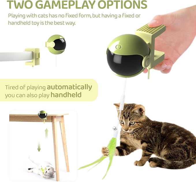 jovani Cat Toys Hanging Door Automatic Cat Toy Interactive Elastic Rope with Feather & Other Two Toys, Cat Catching Game Door Hanger