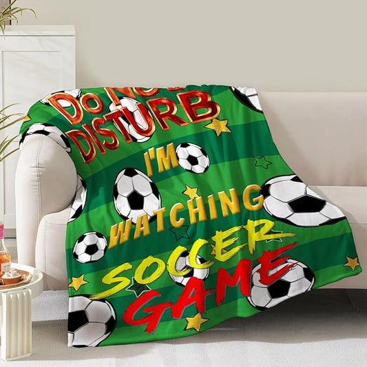 Soccer Blanket Gifts for Boys Dad Men Women Papa Birthday Christmas Valentines Present Soccer Ball Theme Decor Home Bedroom Living Room Sofa Couch Kids Adults Teen Soft Cozy Plush Fleece Throw 60"x50"