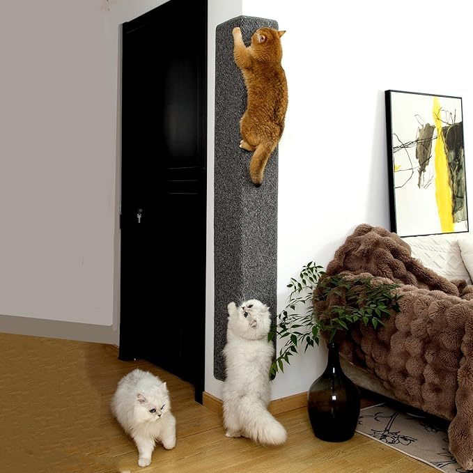 SHENGOCASE Thickened Cat Wall Corner Climbing Carpet, Cat Wall Furniture, Wall Corner Scratcher, Scratching Post (Gray)