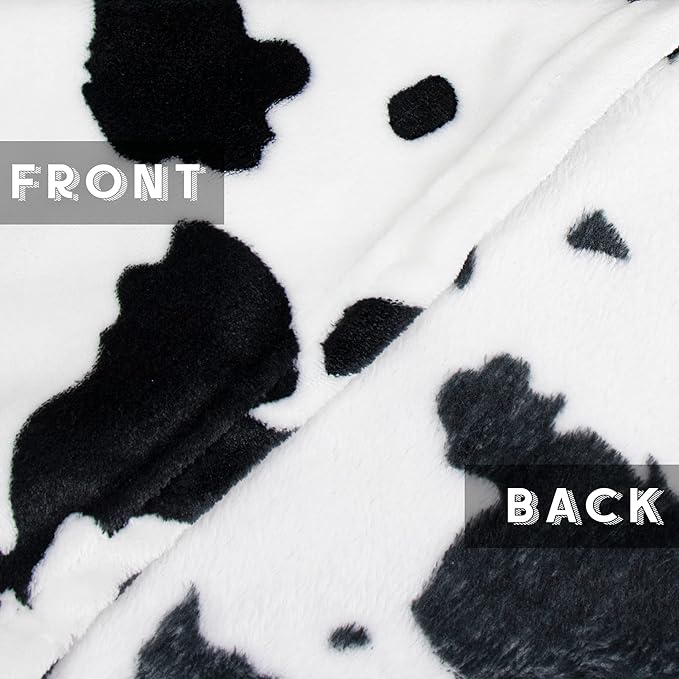 Cow Print Blanket Soft Warm Twin Blankets and Throws Bedding Fleece Blanket Cozy Flannel Black Lightweight Fuzzy Couch Sofa Bed Throw Gifts for Mother Father 60x80 inch