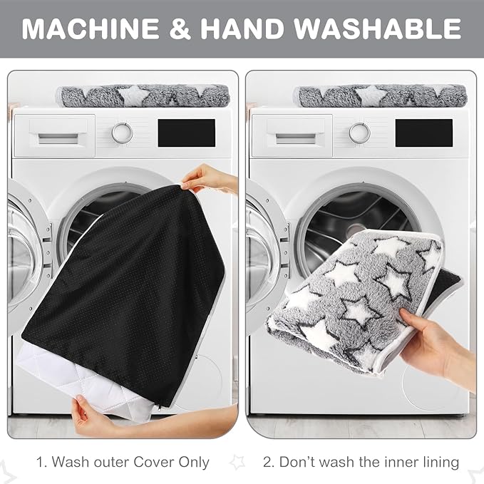 2 Pack Self Warming Cat Bed Pet Self Heating Pad Cat Warming Bed Mat 16 x 20 Inch Thermal Cat Mat Washable Reflects Body Heat Removable Cover for Indoor Outdoor Feral Pet (Gray White Star)