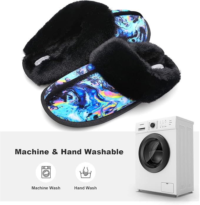 Besroad Winter Fuzzy House Slippers Sandals Plush Faux Fur Fluffy Flats Slippers Warm Slide Shoes for Women