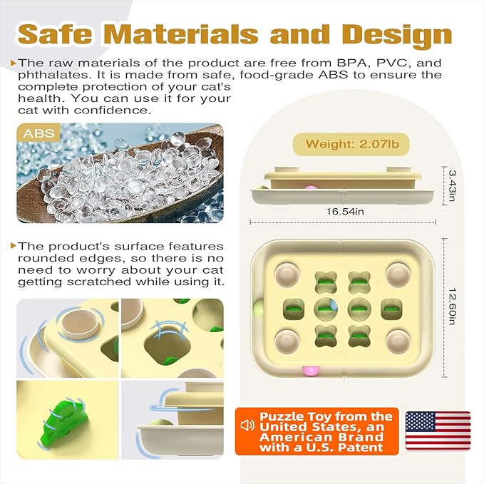 KADTC Cat Puzzle Games Level 3 in 1 Intelligence Mind Game Track Balls Kitten Food Puzzles Toy For Indoor Cats Sensory Activity Enrichment Toys Treat Feeder Entertainment Mental Stimulation Kitty Gift