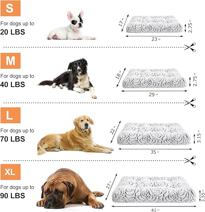 2 in 1 Dog Bed Crate Pad Mat Washable Reversible (Cool & Warm) Soft Fluffy Pet Kennel Beds for Large Medium Small Puppy Cat Sleeping Mattress Machine Wash Dog Cooling Mats (Dot Grey, 41"*27")