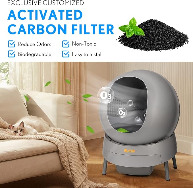 Activated Carbon Charcoal Filters Replacement Compatible with PETNF Automatic Cat Litter Box, Eliminate Odors and Keep Your Home Fresh, 3 Packs