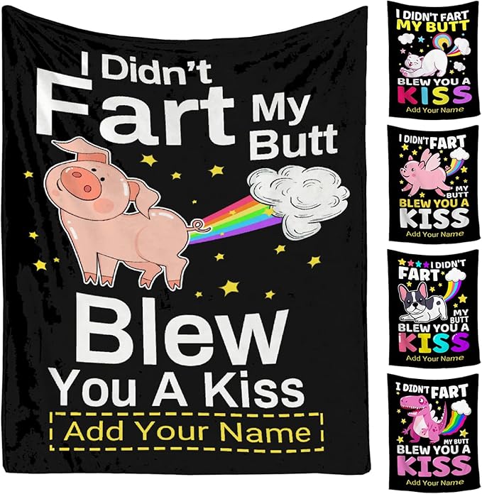 Custom Funny Pig Blanket Gift for Men Women, 90x120 Inches Soft Flannel Cozy Throws Blankets Funny Gift Idea for Adult Teen Kids Girls Boys Animals Pattern for Birthday Christmas Bed Sofa Couch