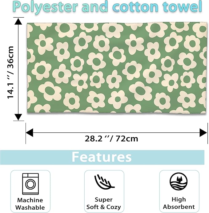 2 Pack Hand Towels for Bath,Vintage Groovy Flowers Decorative Towels Highly Absorbent Soft Towels for Bathroom Beach Kitchen Spa Gym Face Towel 14x28 Inch