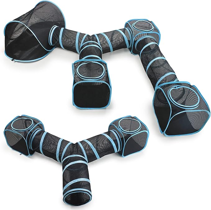 Cat Furniture Tent for Indoor and Outdoor Playpen Portable Cat Tunnels, Outdoor Kennel (2 Cube + 3-Way Tunnel)