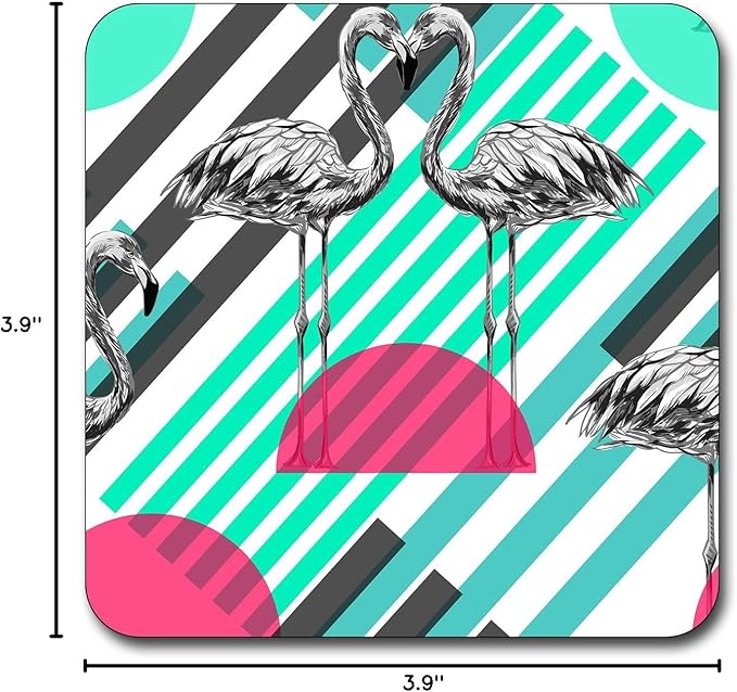 Beautiful Flamingos Beautiful Flamingos Pattern Square Coaster Set - Made of Recycled Rubber - Set of 4 …