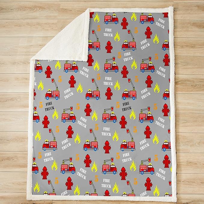 Kids Firefighter Car Fleece Throw Blanket for Bed Couch Sofa Firemen Engine Vehicle Sherpa Blanket Fire Truck Pattern Plush Blanket Boys Girls Room Decor Soft Lightweight Fuzzy BlanketBaby 30"x40"