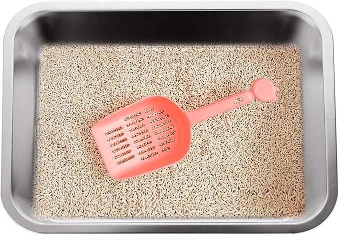 2PCS 4" Height Stainless Steel Cat Litter Box, Metal Litter Pan, for Elderly Cats, Arthritic Cats, Small Kittens, Litter Pan for Hamsters Rabbits, Non Stick Smooth Surface