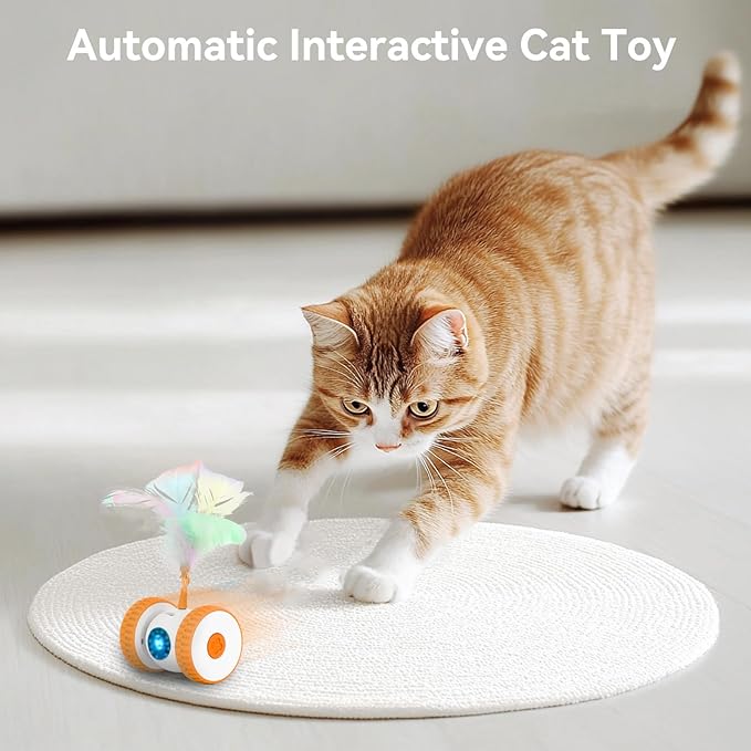 Cat Toys Cat Remote Control Toy, APP Bluetooth Connect Remote Control Cat Toys for Indoor Cats Electronic Automatic Moving Mouse Cat Toy with 6 Lights USB Rechargeable