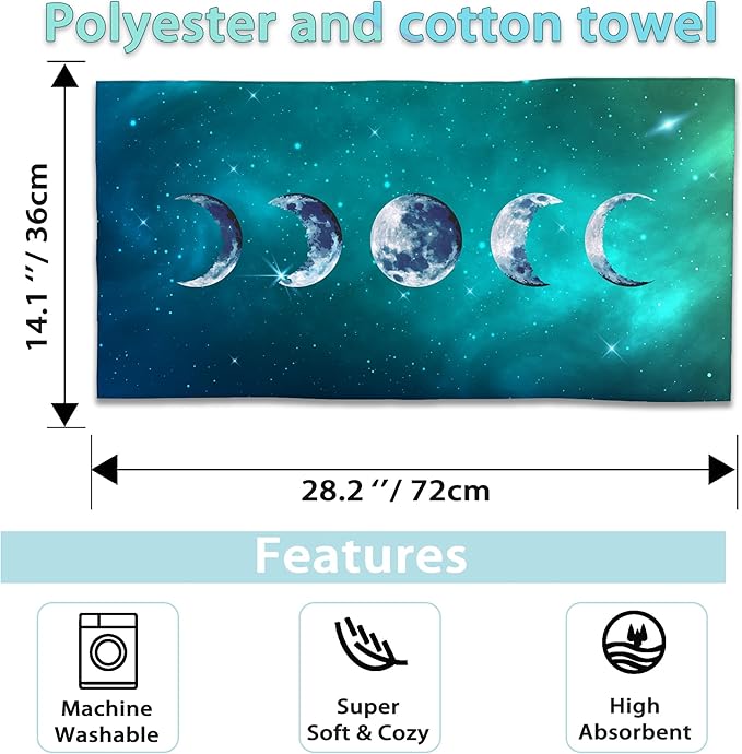 Celestial Moon Hand Towels Set of 2,Moon Soft Fingertip Bath Towel Small Face Washcloths Decor Kitchen Towel for Hotel Spa Gym Sport 28x14in