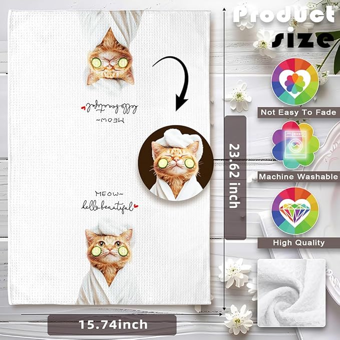 Cat Hand Towel,Funny Hand Towels,Cute Hand Towels,Cat Lady Gifts,Crazy Cat Lady,Cat Towels,Cat Dish Towel,Cat Mom Gifts,Cat Kitchen Towels,Funny Bathroom Hand Towels-Gifts for Cat Lovers for Women