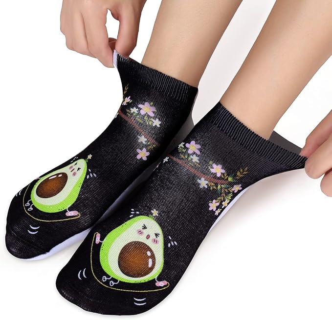 Benefeet Sox Funny Ankle Socks Cute Novelty No Show Animal Fruit Flower Cartoon Colorful Graphic Low Cut Socks for Women Girl