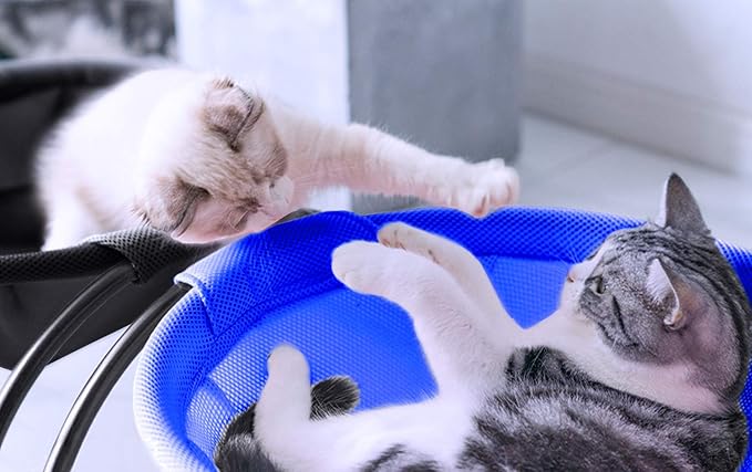 MW Cat Hammock Bed Free-Standing for Small Large Cats Washable (Blue)