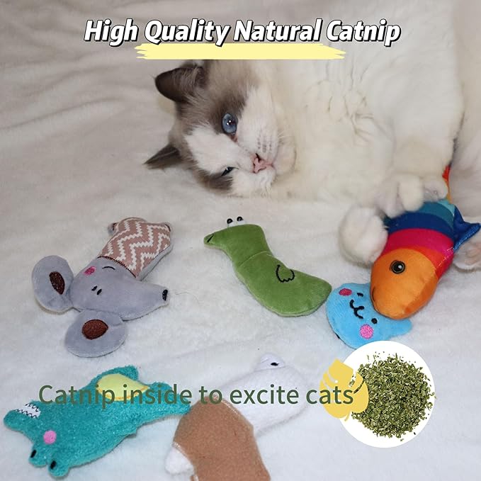 Cat Toys,Catnip Toys for Indoor Cats - 6Pcs Bite Resistant with Different Shapes Cat Chew Toys&Cat Kick Toys