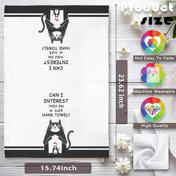 Cat Kitchen Towels,Cat Hand Towel,Cat towels,Cat Dish Towel,Funny Kitchen Towels,Black Cat Gifts,Cat Lady Gifts,Black Cat Decor,Cat kitchen Accessories,Cat Mom Gifts,Gifts for Cat Lovers for Women