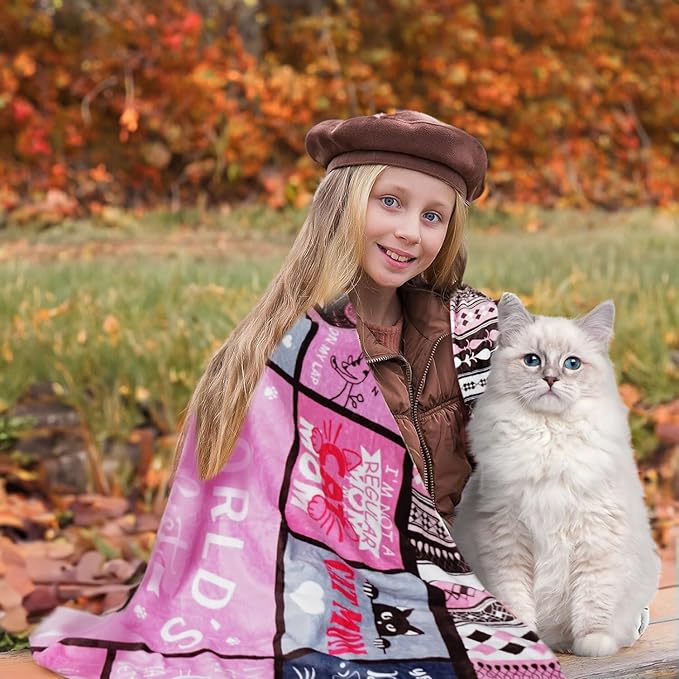 Cat Moms Blanket for Cats Lovers Women Best Cat Mom Ever 60" X 80" Soft Blanket Cats Themed Gifts for Women Girls