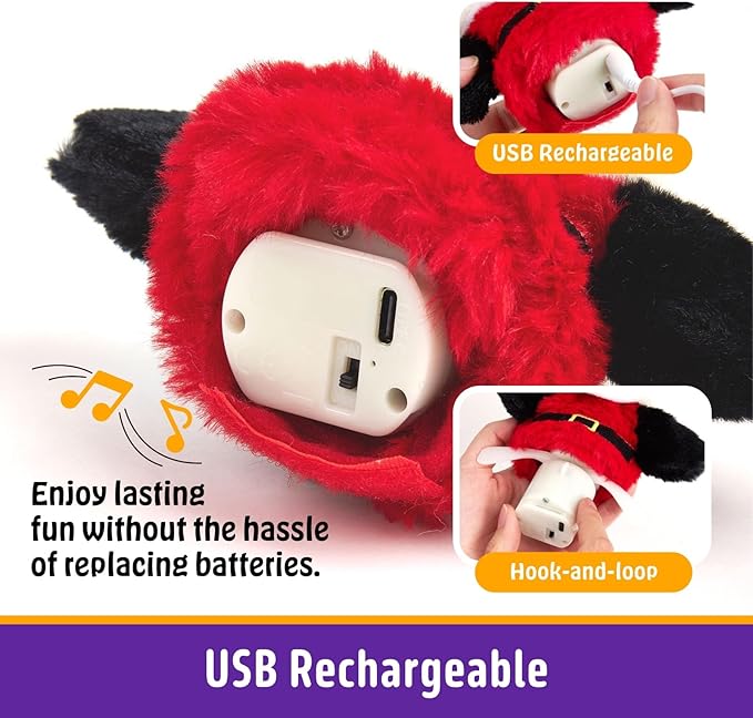 Interactive Christmas Cat Toys, Flapping Santa Clause Cat Toys, Lifelike Bird Chirp, USB Rechargeable Catnip Toy for Bored Indoor Cats Chase Exercise, 3 Modes