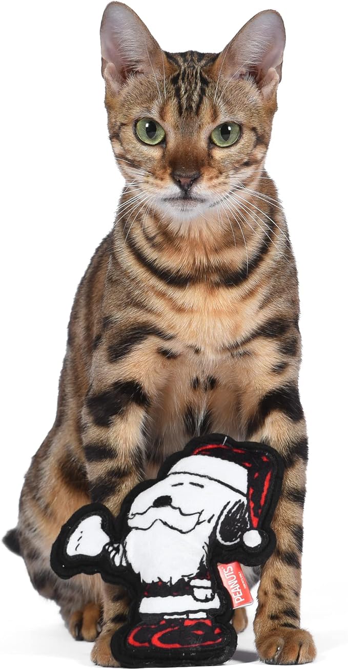 6 Inch Holiday Snoopy Santa Plush Cat Toy with Catnip | Red and White Charlie Brown Snoopy Plush Cat Toy | Small Catnip Cat Toys - Cute and Soft Stuffed Cat Toys