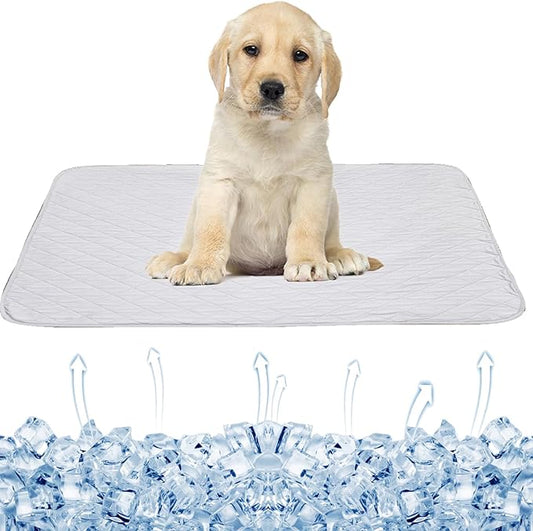 SEIS Dog Ice Pad Ice Silk Cats Kennel Mat Pet Cooling Pad Summer Cool Bamboo Mat Breathable Pad (Solid Gray, M
