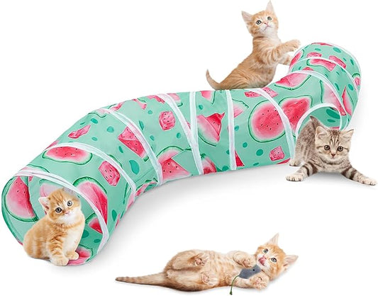 Cat Tunnel, S-Shape Cat Tunnels for Indoor Cats Foldable Cat Toys Cute Cat Tube with Mouse Toy Pet Cat Stuff
