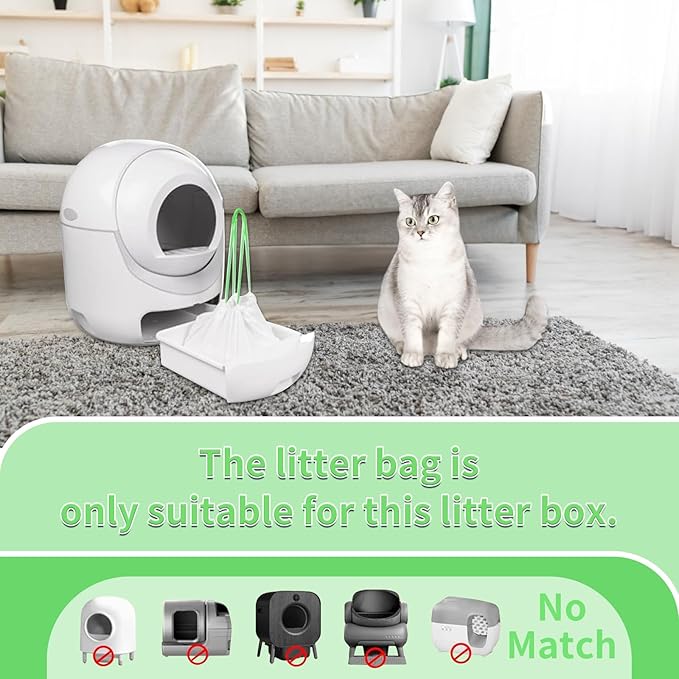 60 Count Cat Litter Bags with Drawstring, Cat Litter Liners Durable Pet Cat Pan Liners Extra eplacement Waste Bags 22" x 12"