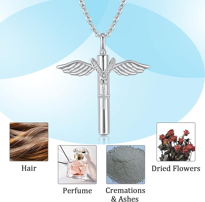 Aniu Cremation Jewelry for Ashes S925 Sterling Silver Urn Necklace Memorial Necklace for Human Ashes of Loved Ones Keepsake Pendant for Men Women