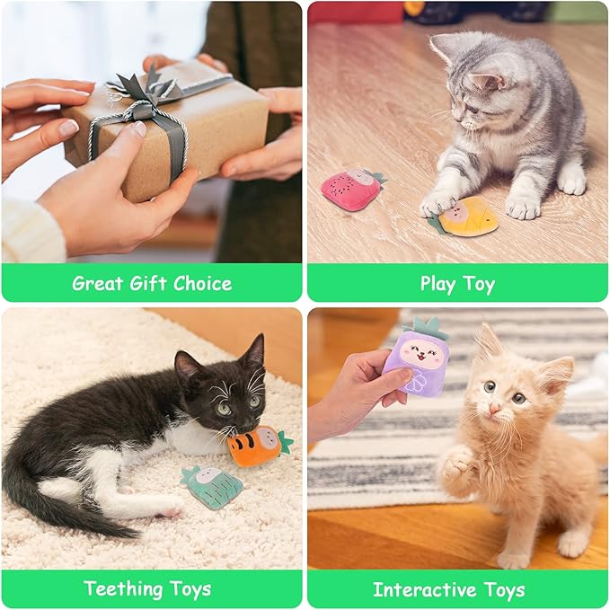 Catnip Toys, Catnip Toys for Cats, Cat Toys with Catnip, Cat Toys for Indoor Cats Kittens, Cat Chew Toy, Cat Pillow Toys for Teeth Cleaning Playing, 6 Pack