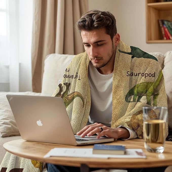 Dinosaur Blanket for Kids, Educational Gifts for Dinosaur Lovers Children Boy Girl, Jurassic World Dinosaurs Throw Blanket Ultra-Soft Skin-Friendly for Sofa Bed Home Dino Room Decor 50 * 60in